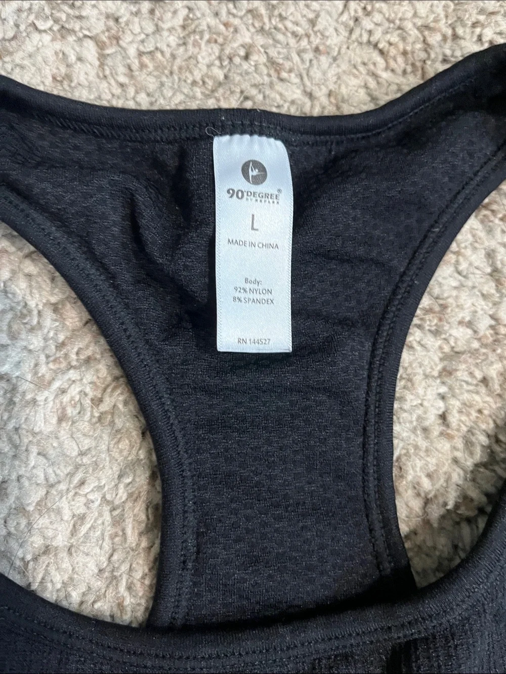 90 Degree By Reflex Ribbed Racerback Sports Bras in Mauve and Black - Picture 3 of 9